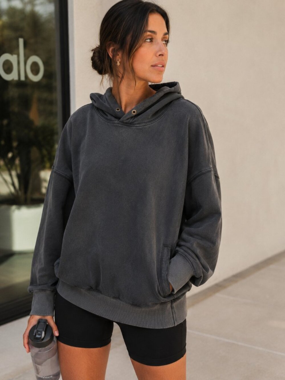 FP Movement Womens Size Small Black/Platinum Hooded Sweatshirt